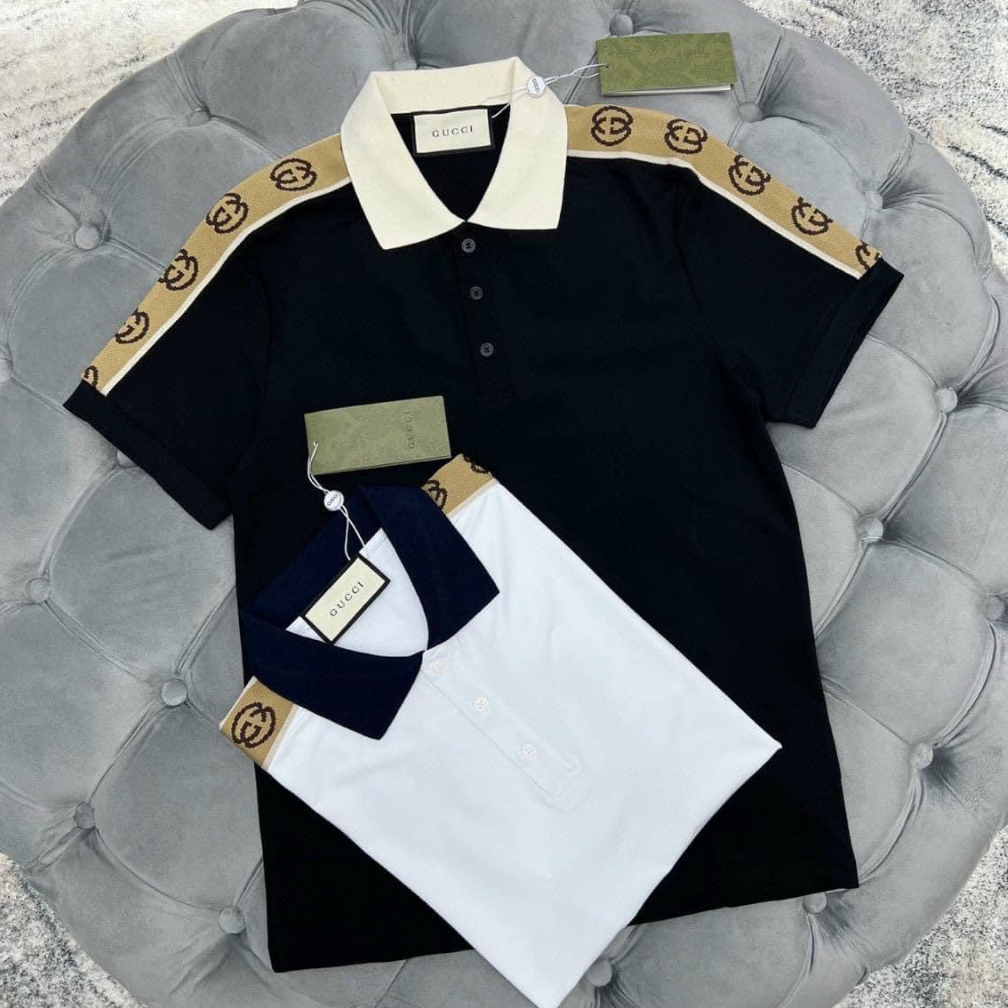 Áo thun polo nam tay ngắn họa tiết phối viền mẫu mới thời trang cao cấp phong cách