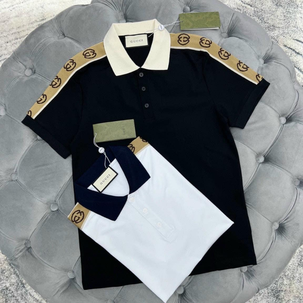 Áo thun polo nam tay ngắn họa tiết phối viền mẫu mới thời trang cao cấp phong cách