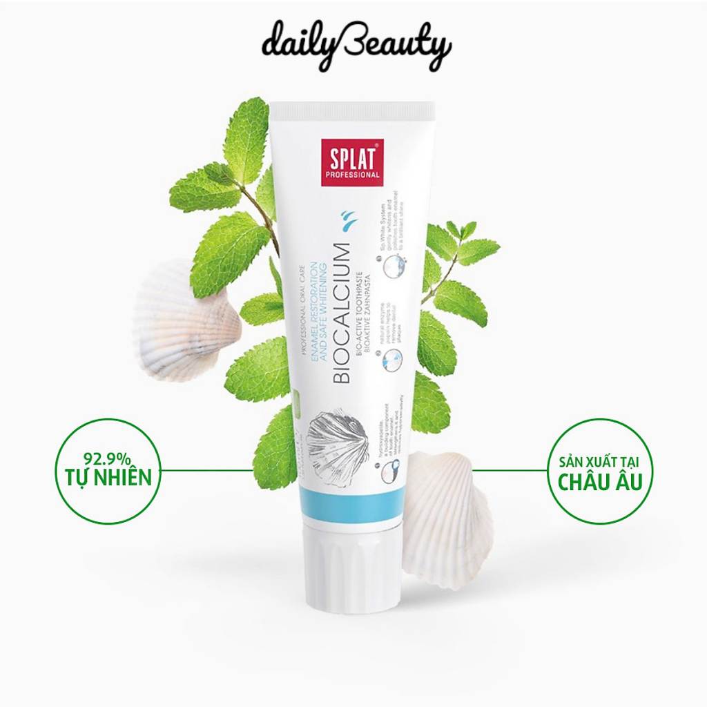 [MUA 1 TẶNG 2] Kem đánh răng thảo mộc SPLAT Biocalcium củng cố men răng, giảm ê buốt, mảng bám 100ml Daily Beauty