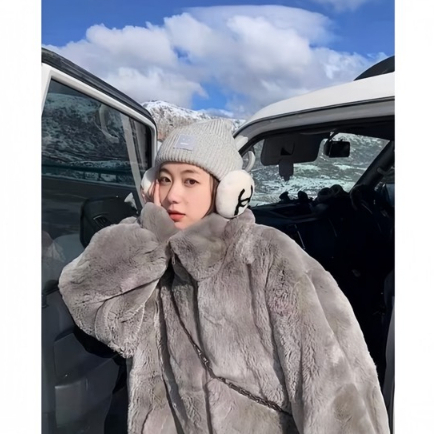 Áo Khoác Lông Thỏ Trơn Nam Nữ From Dài Rộng Siêu Ấm Siêu Mềm Mịn - Áo Khoác Lông Màu Xám Phong Cách Hàn Quốc Hot Tre2023