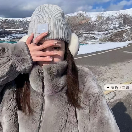 Áo Khoác Lông Thỏ Trơn Nam Nữ From Dài Rộng Siêu Ấm Siêu Mềm Mịn - Áo Khoác Lông Màu Xám Phong Cách Hàn Quốc Hot Tre2023