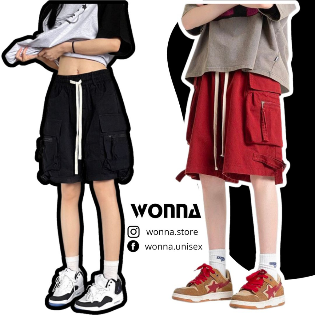 CHẤT KAKI_Quần short kaki khaki UNISEX form rộng oversize street style cho nam nữ dày dặn màu đỏ đô đen lửng