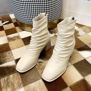 Boot nữ cao cổ lót lông,bốt nữ nhăn da lì đế cao 5cm khóa kéo phía sau tiện lợi