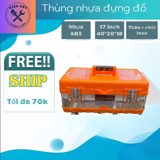 Thùng đựng đồ nghề 17 inch , hộp đồ nghề đa năng thân inox, nhựa ABS chắc chắn