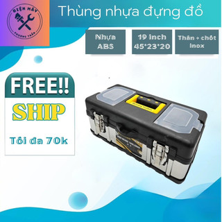 Thùng đựng đồ nghề cao cấp 19 inch , hộp đồ nghề đa năng thân inox nhựa ABS chắc chắn