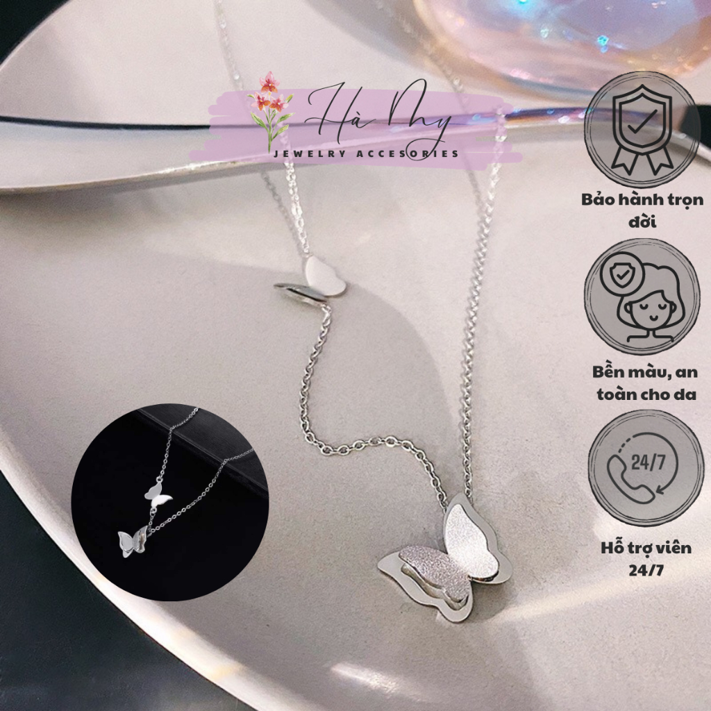 Dây Chuyền Bạc S925 - Vòng Cổ Bạc S925 Hình Mặt Bướm Phun Cát Trẻ Trung, Thanh Lịch - DC07 - S
