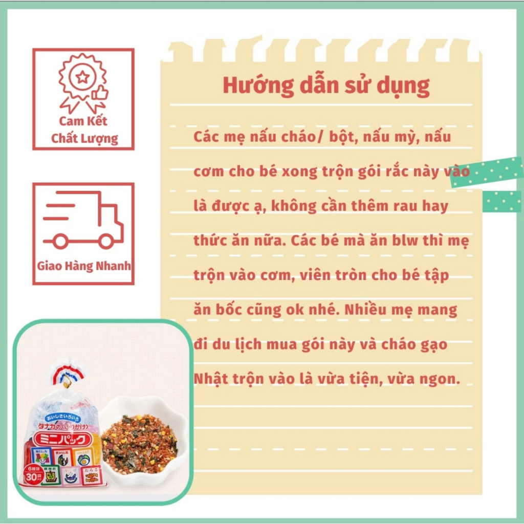 Gia vị rắc cơm 30 gói nhỏ 6 vị  Tanaka Furikake Nhật Bản