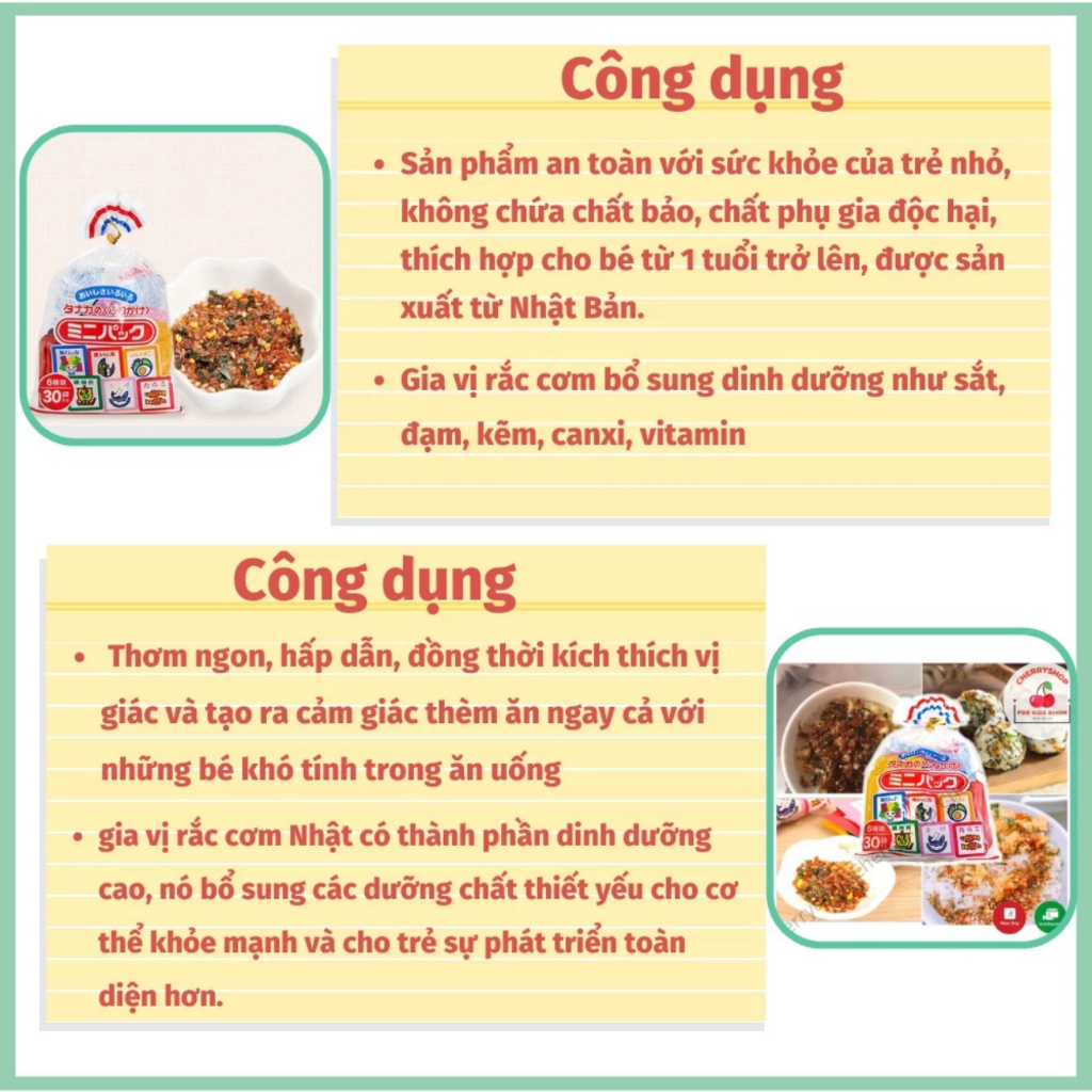 Gia vị rắc cơm 30 gói nhỏ 6 vị  Tanaka Furikake Nhật Bản