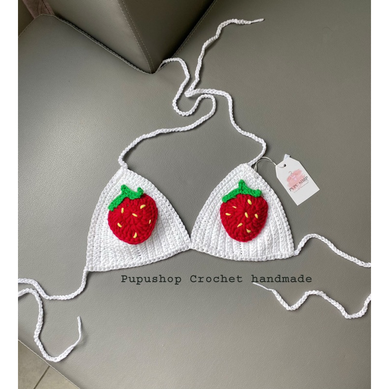 Áo bikini móc len quả dâu Lypham