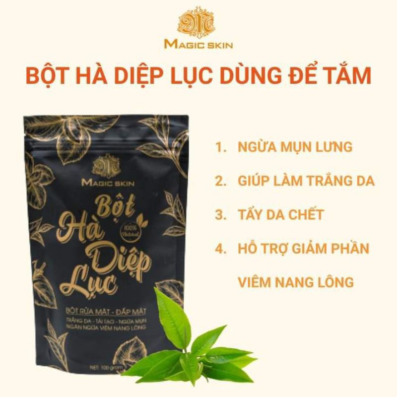 Bột Hà Diệp Lục, ngừa mụn sáng da