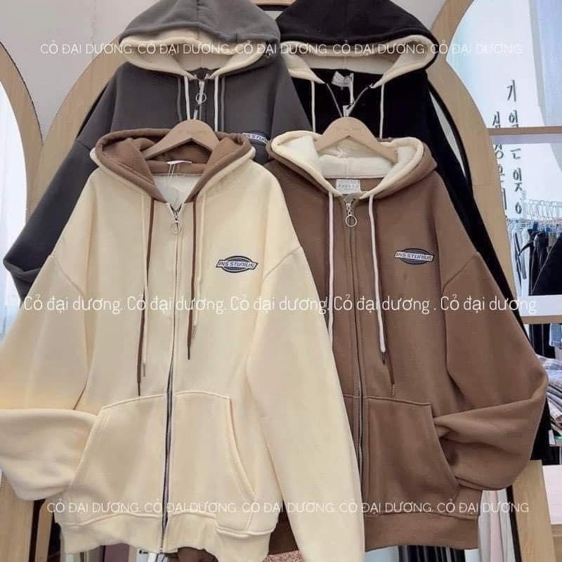 Áo khoác nỉ hoodie  form rộng mũ 2 màu phong cách hàn quốc