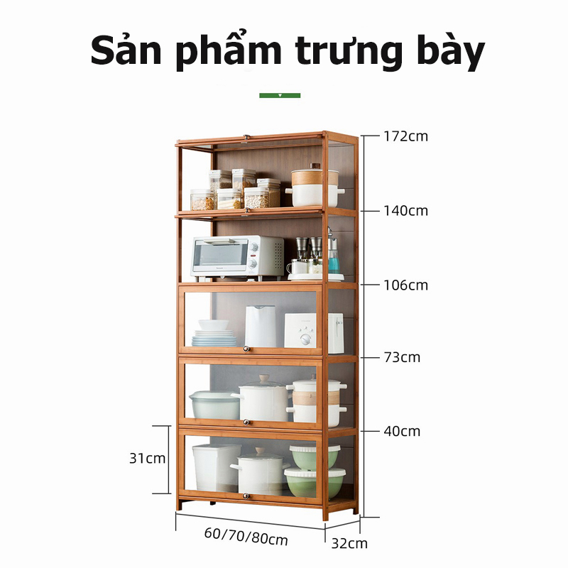 Woodland Kệ đựng đồ nhà bếp nhiều lớp giá đựng đồ lò vi sóng tủ đựng đồ gia vị bát đĩa nồi cơm gia dụng