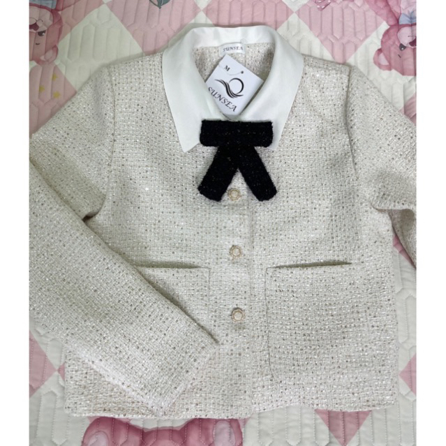 ÁO KHOÁC DẠ TWEED HÀNG THIẾT KẾ ĐÍNH NƠ TIỂU THƯ