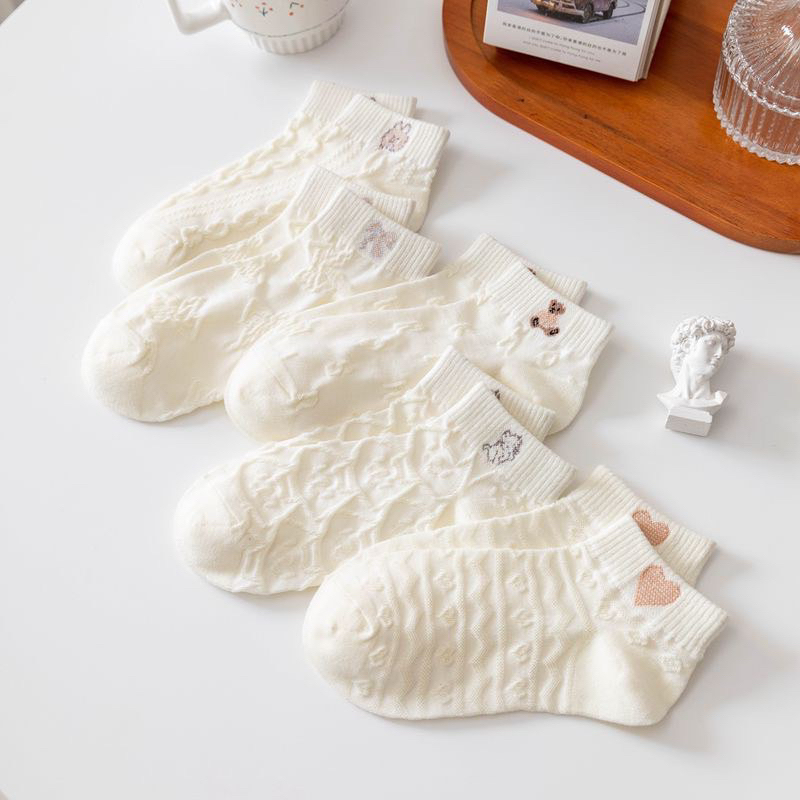 TÚI 10 ĐÔI TẤT GÂN TRẮNG HOẠ TIẾT CỔ NGẮN SIÊU XINH