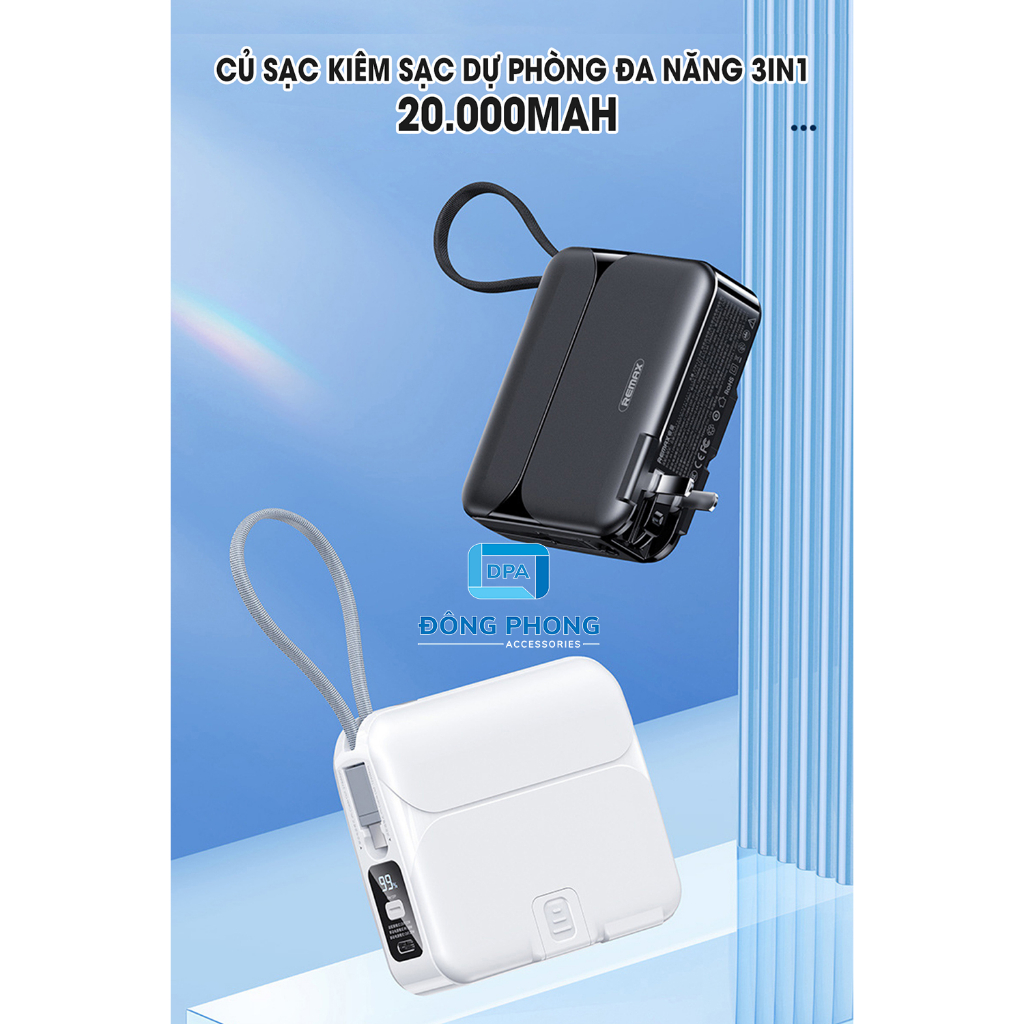 Pin Dự Phòng Remax RPP-553 20000mAh Chính Hãng Sạc Nhanh 27W Đa Năng
