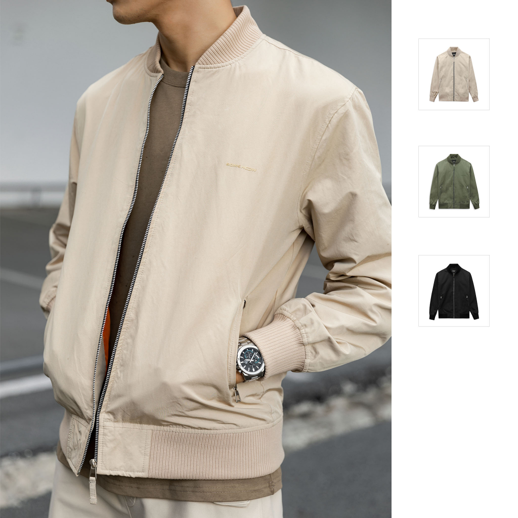 Áo Khoác Nam Bomber Vintage Plain, Chất Vải Dù Gió Vân Thoải Mái, AK0040, SOMEHOW
