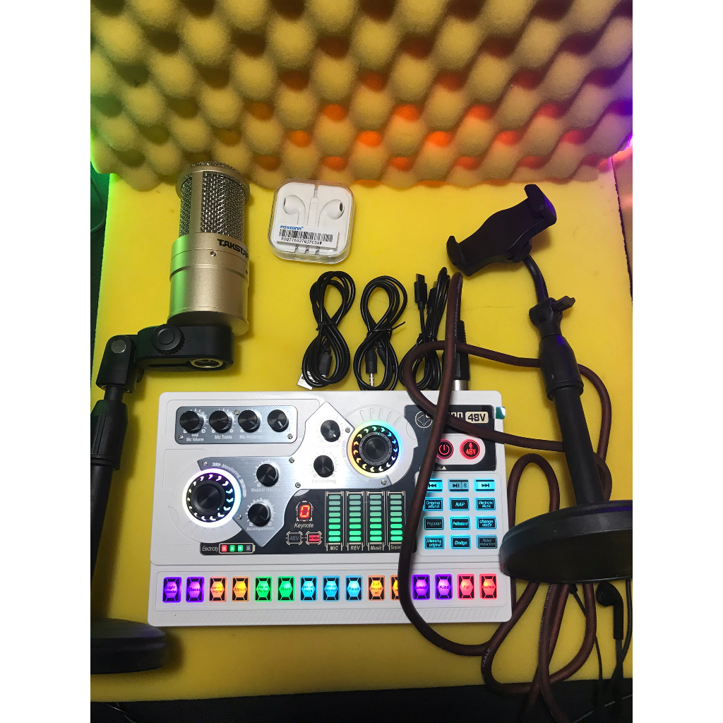 Bộ Sound Card X5, Micro TAKSTAR PC K200 kèm tai nghe Hát Autotune, Livestream, Thu Âm