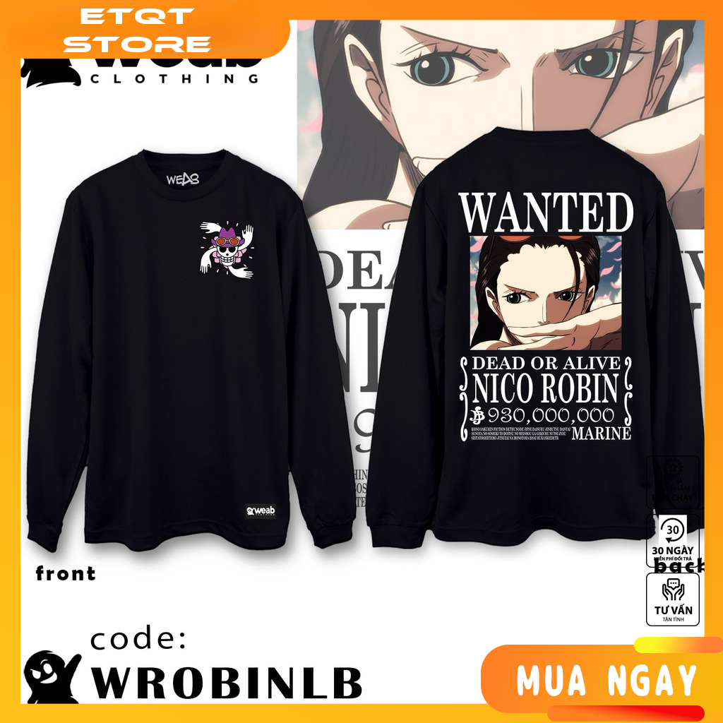 Áo sweater in hình ONE PIECE - WANTED - ROBIN cực chất giá rẻ mẫu HOT bán chạy.