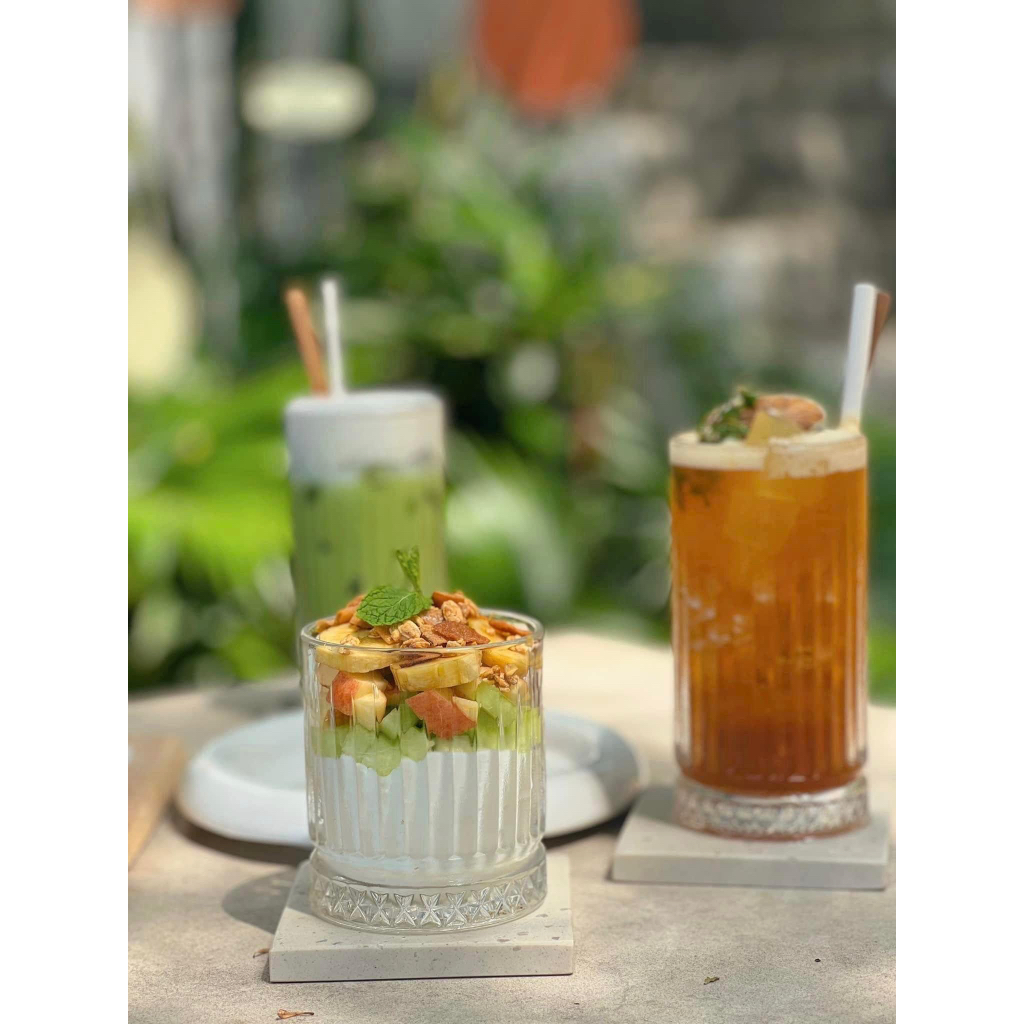 Ly thủy tinh sọc, đáy kim cương cao cấp cho quán cafe