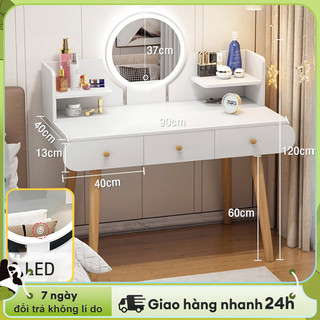 Woodland Bàn trang điểm có đèn led có gương sáng thông minh chân bàn chắc chắn kiểu dáng Hàn Quốc xinh