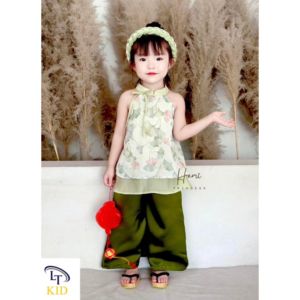 Set yếm lụa đính nơ xinh cho bé gái 8-25kg