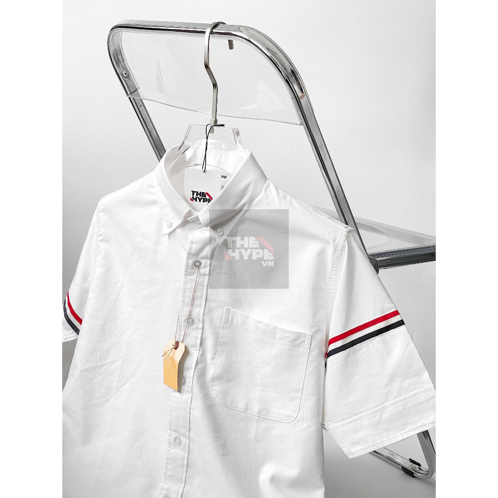 THOM BROW SHIRT - Áo sơ mi Thom Brow armband short sleeve Oxford