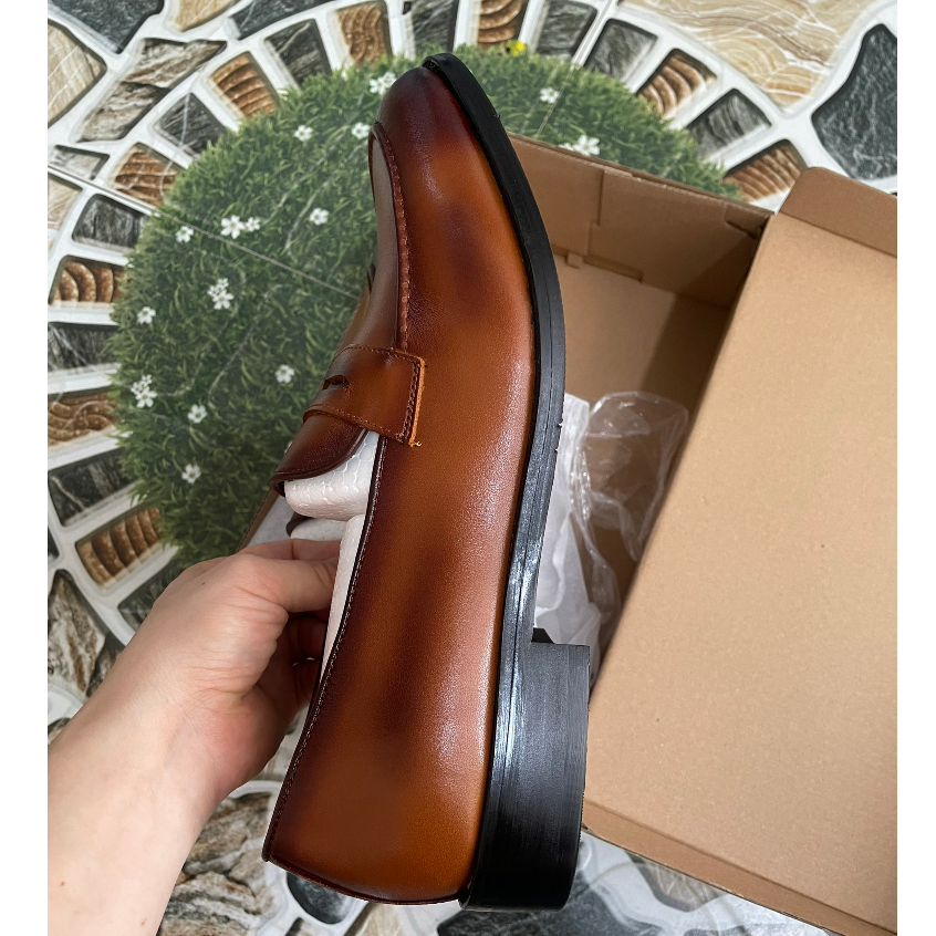 Giày lười nam, làm thủ công da bò thật kiểu dáng Loafer, đế phíp bảo hành 12 tháng - T409