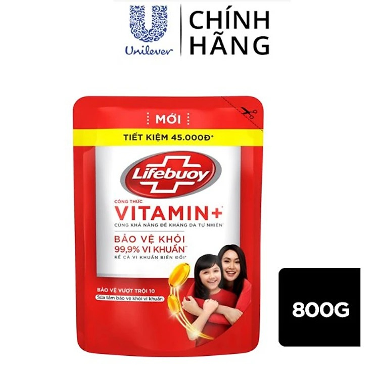 Sữa Tắm Lifebuoy Ion Bạc Chăm Sóc Da 1kg/Túi 800g