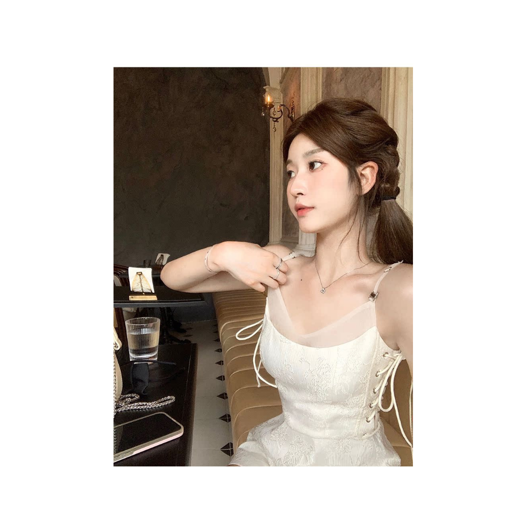 SET ÁO BODY 2 DÂY GẤM ĐAN DÂY EO + QUẦN SHORT REN BÈO