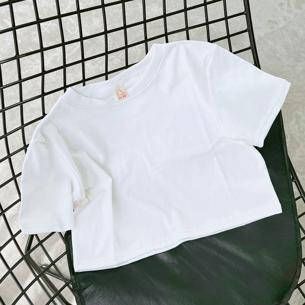 Áo croptop nữ basic 2 màu đen trắng bigsize 100% cotton thun borip co giãn