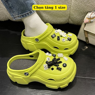 Sục độn đế 7cm gắn sticker Sweet Candy tặng bộ charm, Dép bán mì size nhỏ chọn tăng 1 size