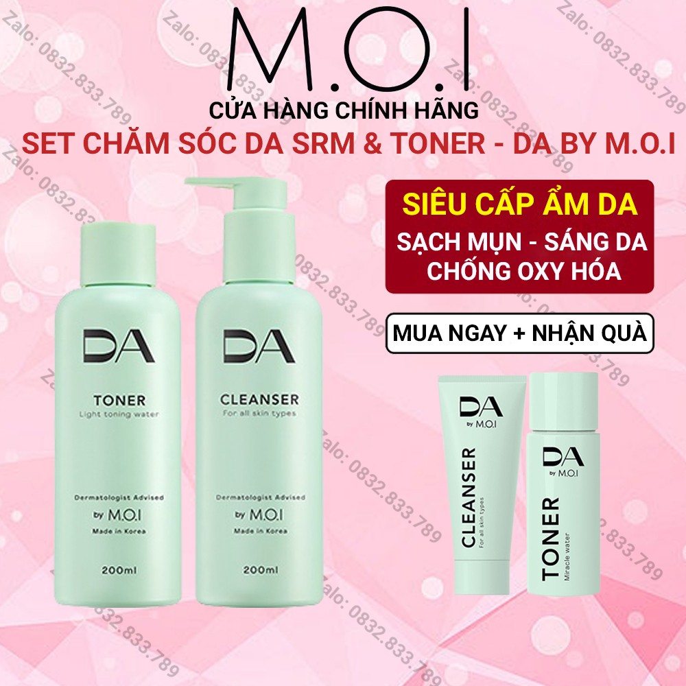 Combo Fullsize Sữa Rửa Mặt và Toner DA BY MOI Cosmetics Hồ Ngọc Hà - Làm Sáng Cấp Ẩm【CAM KẾT HÀNG CHÍNH HÃNG®】‎‎
