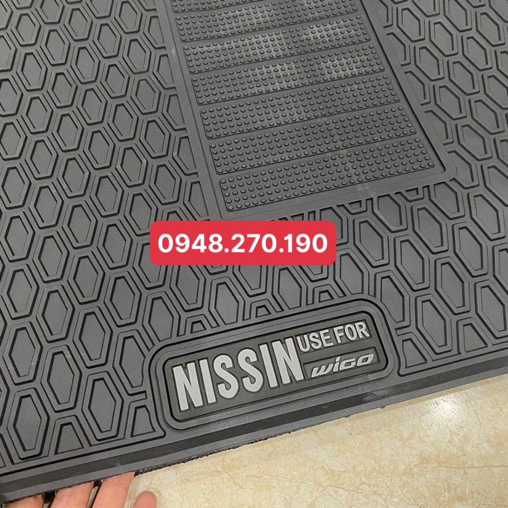Thảm sàn cao su xe WIGO 2023 2024 màu đen, cao su đúc ko mùi