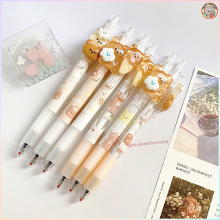  Bút gel UMEI Brown Bear nắp cài gấu cute mực đen, ngòi kim 0.5mm BUM-A2732