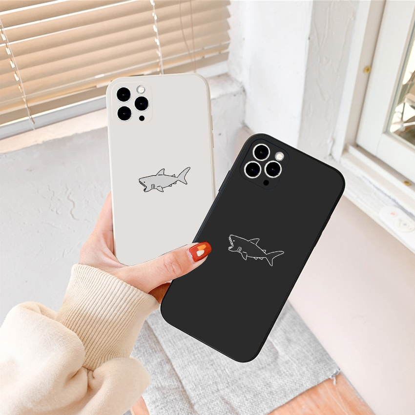 Ốp Lưng Iphone Viền Cạnh Vuông In Hình Cá Mập Bảo Vệ Camera Cho Iphone 6/7/8/x/xs/11/12/13/14/pro/promax/plus - SenCase