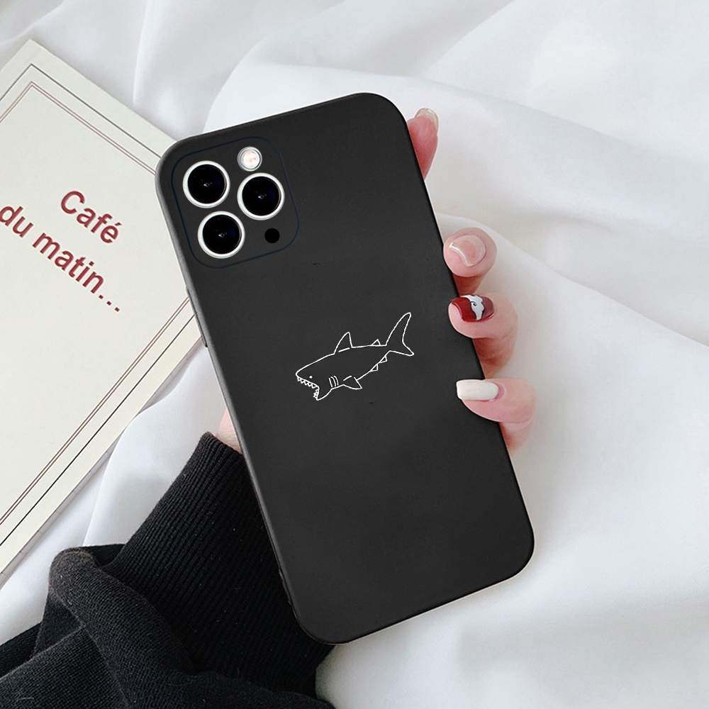 Ốp Lưng Iphone Viền Cạnh Vuông In Hình Cá Mập Bảo Vệ Camera Cho Iphone 6/7/8/x/xs/11/12/13/14/pro/promax/plus - SenCase