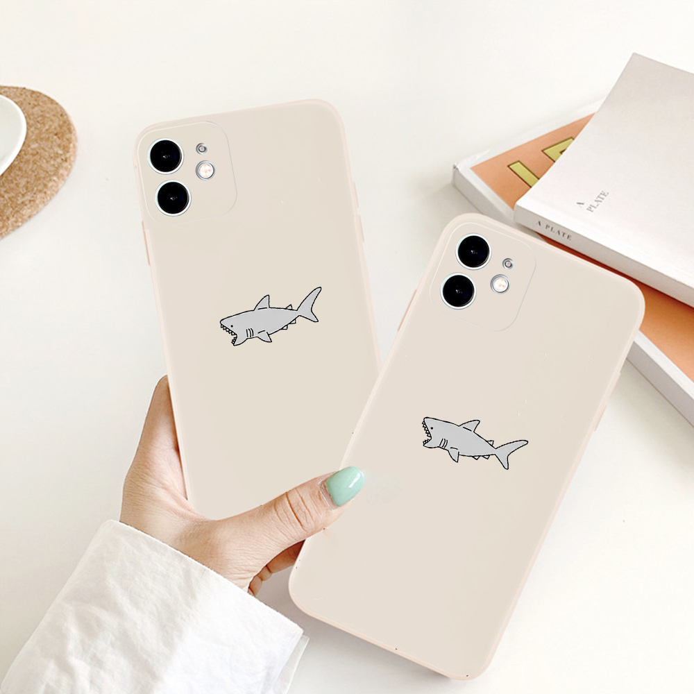 Ốp Lưng Iphone Viền Cạnh Vuông In Hình Cá Mập Bảo Vệ Camera Cho Iphone 6/7/8/x/xs/11/12/13/14/pro/promax/plus - SenCase