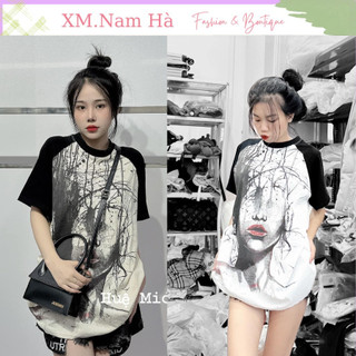 Áo thun phông rộng hình cô gái hothit chất cotton 3158 dày đẹp