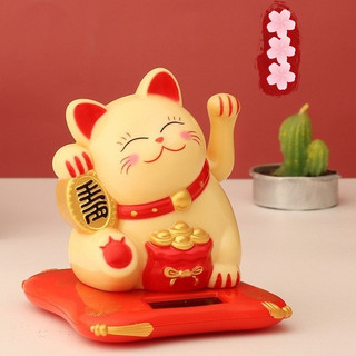 Mèo may mắn thần tài vẫy tay năng lượng mặt trời (Vàng)