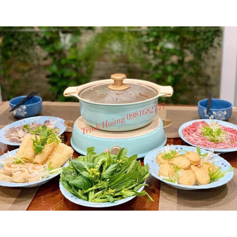 Bộ bếp từ kèm nồi lẩu chống dính gốm Ricopa - Hãng Iris Ohyama