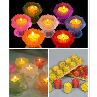 Đế đèn cầy hoa sen sáp nến bơ đá lưu ly thờ cúng