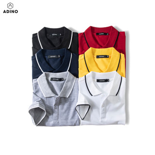Áo polo nam nữ áo polo đôi áo polo nhóm ADINO 6 màu phối viền vải cotton co giãn dáng công sở slimfit hơi ôm trẻ trung