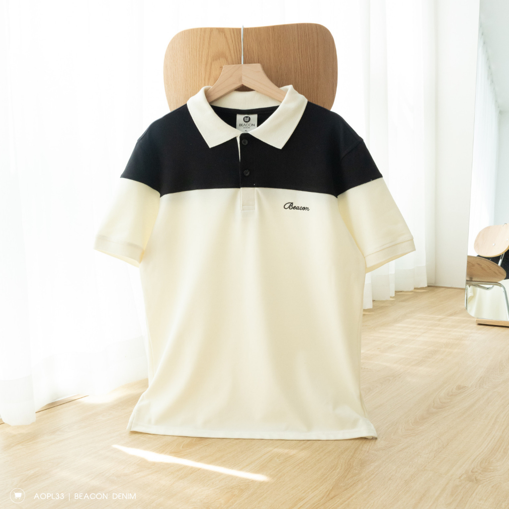 Áo Polo Nam Phối Thân Trên Chất Cotton Pha Poly Đứng Form BEACON DENIM Phong Cách Trẻ Trung Mã AOPL33