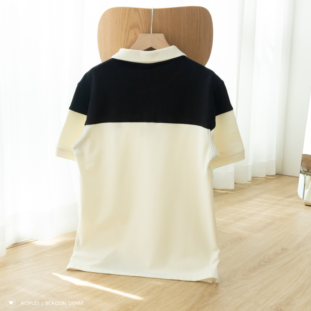 Áo Polo Nam Phối Thân Trên Chất Cotton Pha Poly Đứng Form BEACON DENIM Phong Cách Trẻ Trung Mã AOPL33