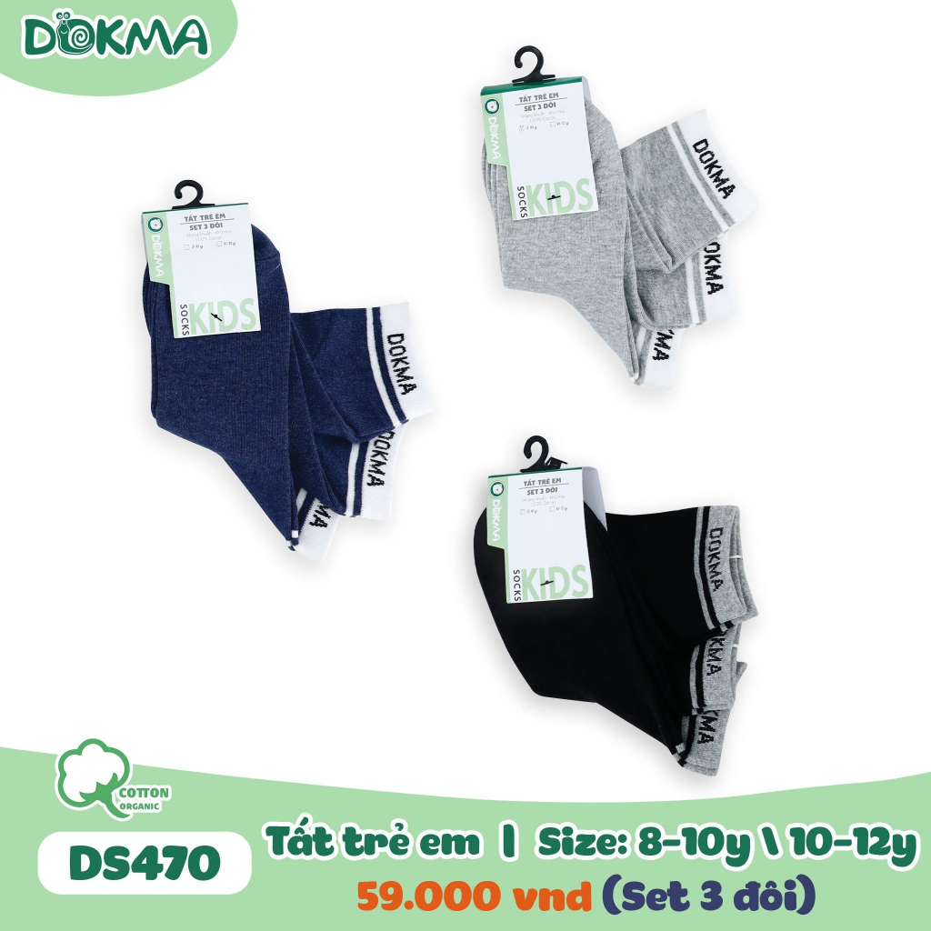 Set 3 tất trẻ em kids Dokma (8-12Y, nhiều mẫu shop giao ngẫu nhiên)