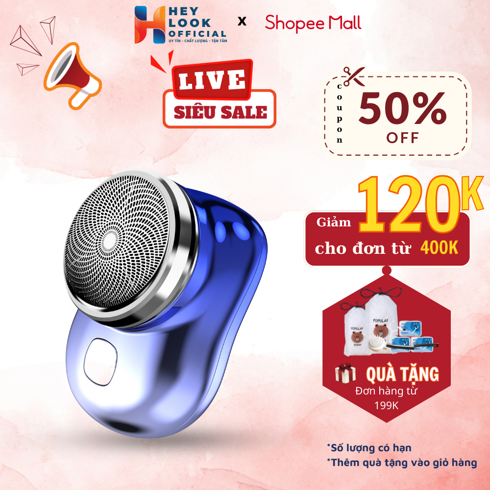 HEYLOOK Máy Cạo Râu Mini Chống Nước Sạc USB 6 lưỡi kép tự mài tiện dụng cho nam