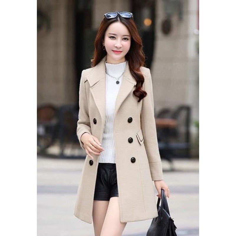 Áo khoác dạ cổ vest 6 nút xinh xắn