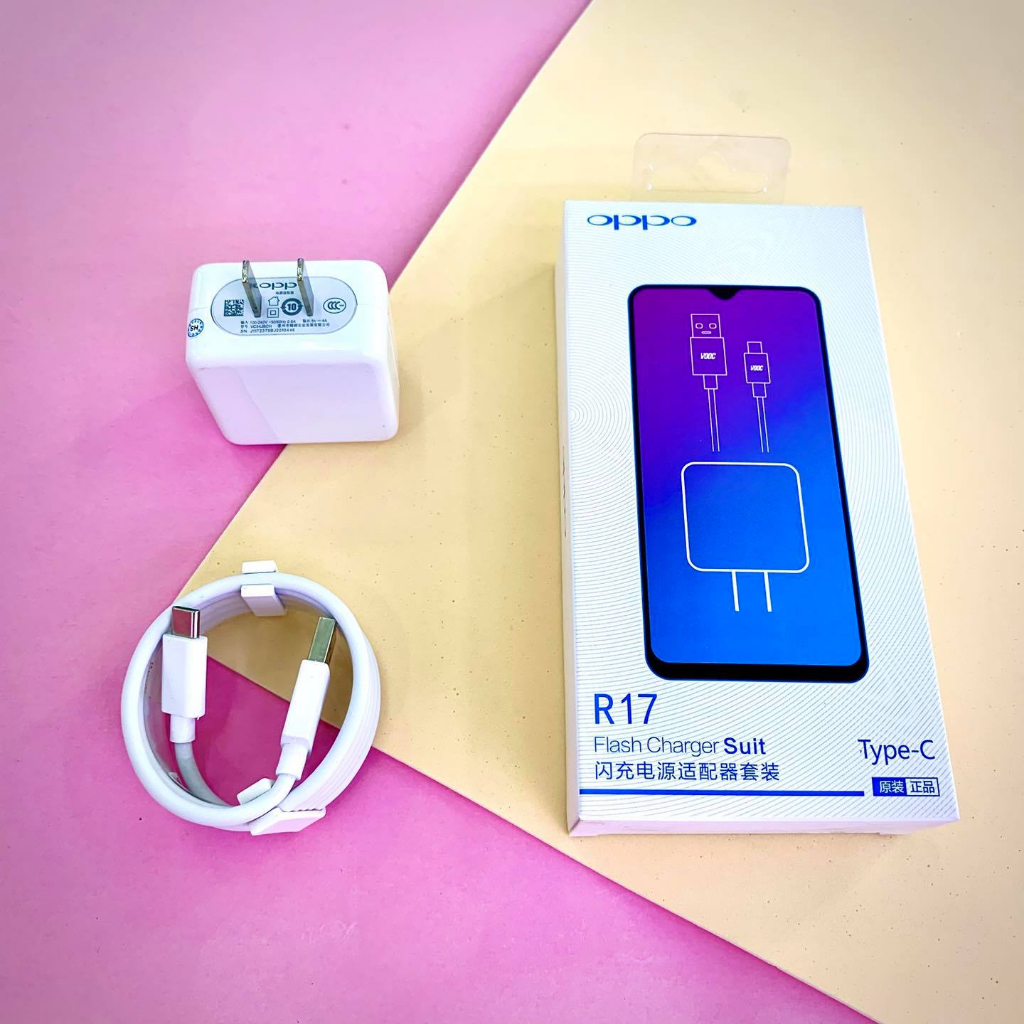 Combo Bộ Cục Củ Sạc Và Dây Cáp Sạc VOOC Oppo R17 20W Micro Usb/Type C Dây Dài 1M Dùng Cho Oppo Samsung Vivo