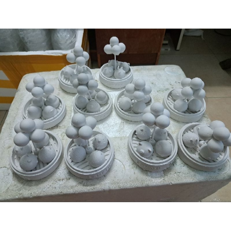 Tượng thạch cao tô màu set bóng và thú