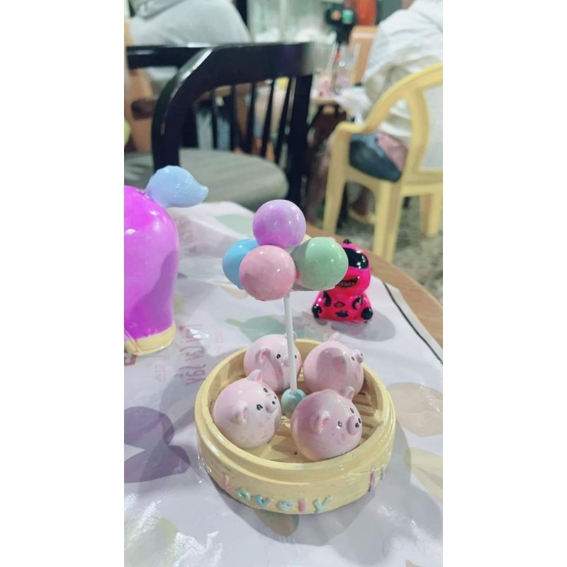 Tượng thạch cao tô màu set bóng và thú